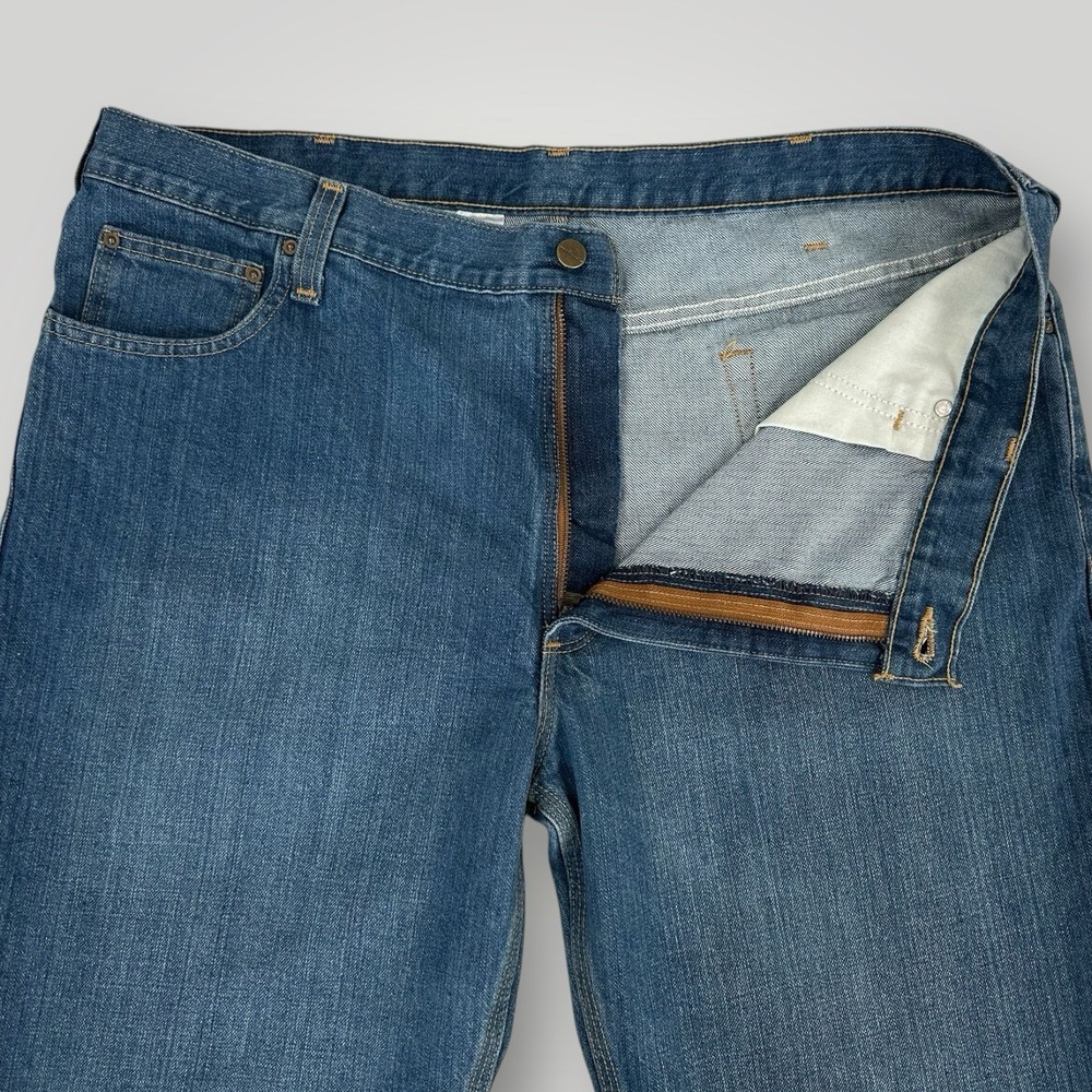 Carhartt Straight Traditional Fit Jeans Mens 42x30 Blue Workwear Denim 101496 - Picture 4 of 7